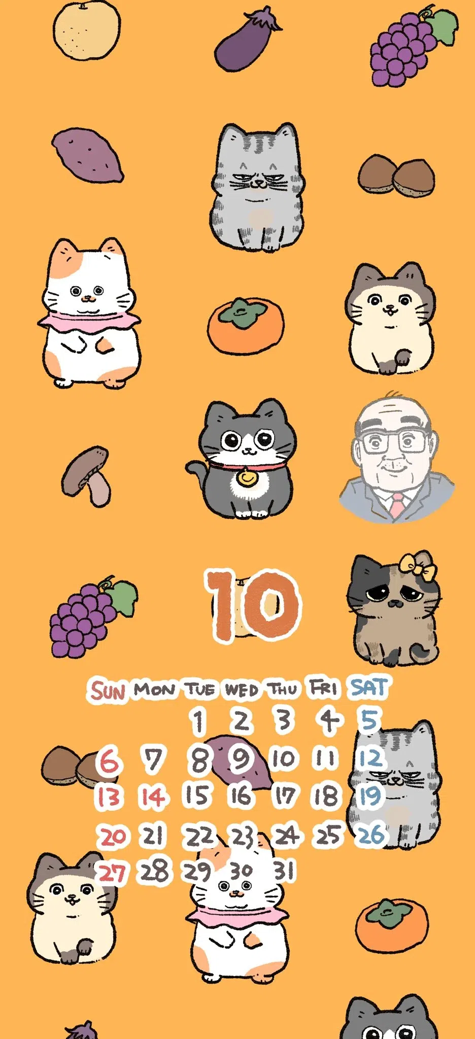 The Old Man Who Was Reincarnated As A Cat Chapter 556.6: October Calendar/Wallpaper